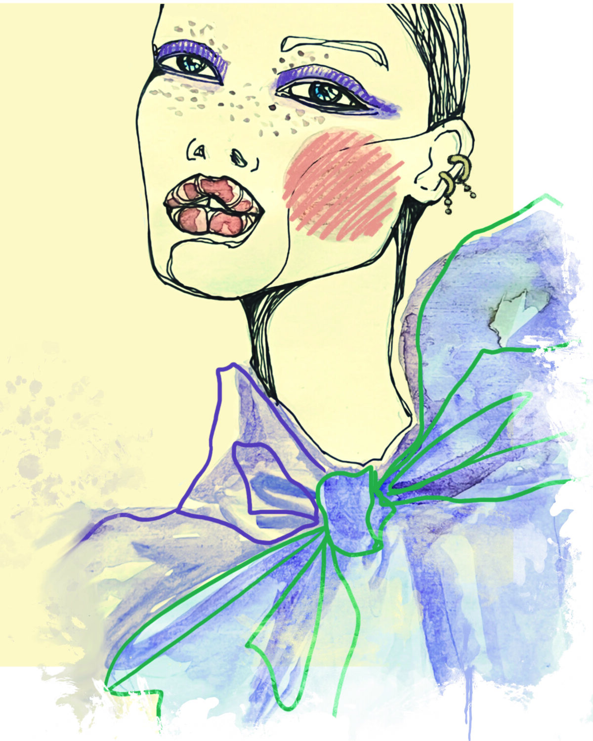 Disegno a mano. Illustrazione acquerello e china